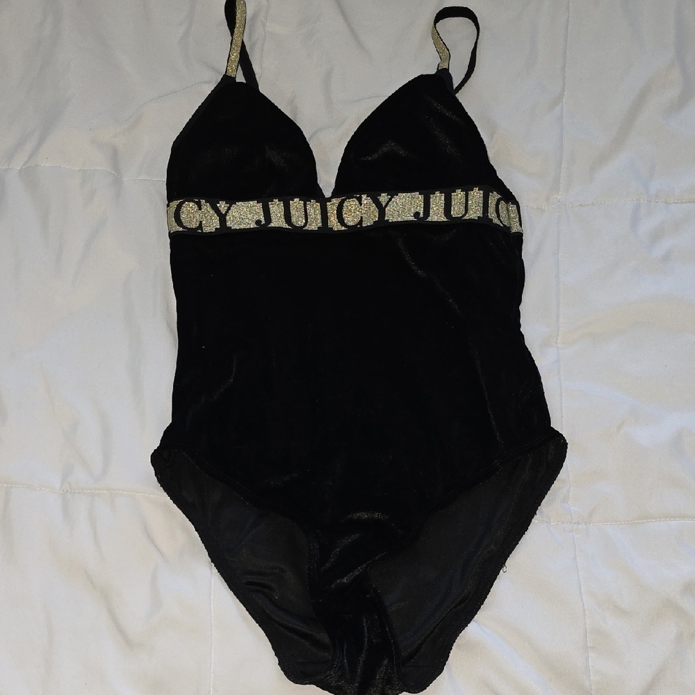 Juicy Couture Black and Gold One-Piece Swimsuit